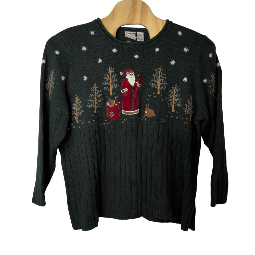 Vintage C.J. Banks Women's Christmas Crewneck Hand Embroidered Sweater Size 2X